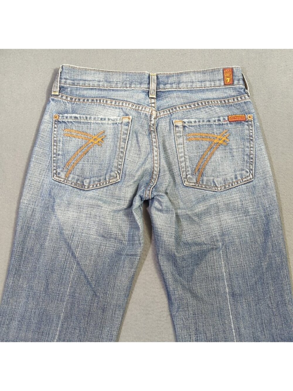 7 For All Mankind Jeans Women's 27 Blue Dojo Flare Wide Leg Denim Made In USA